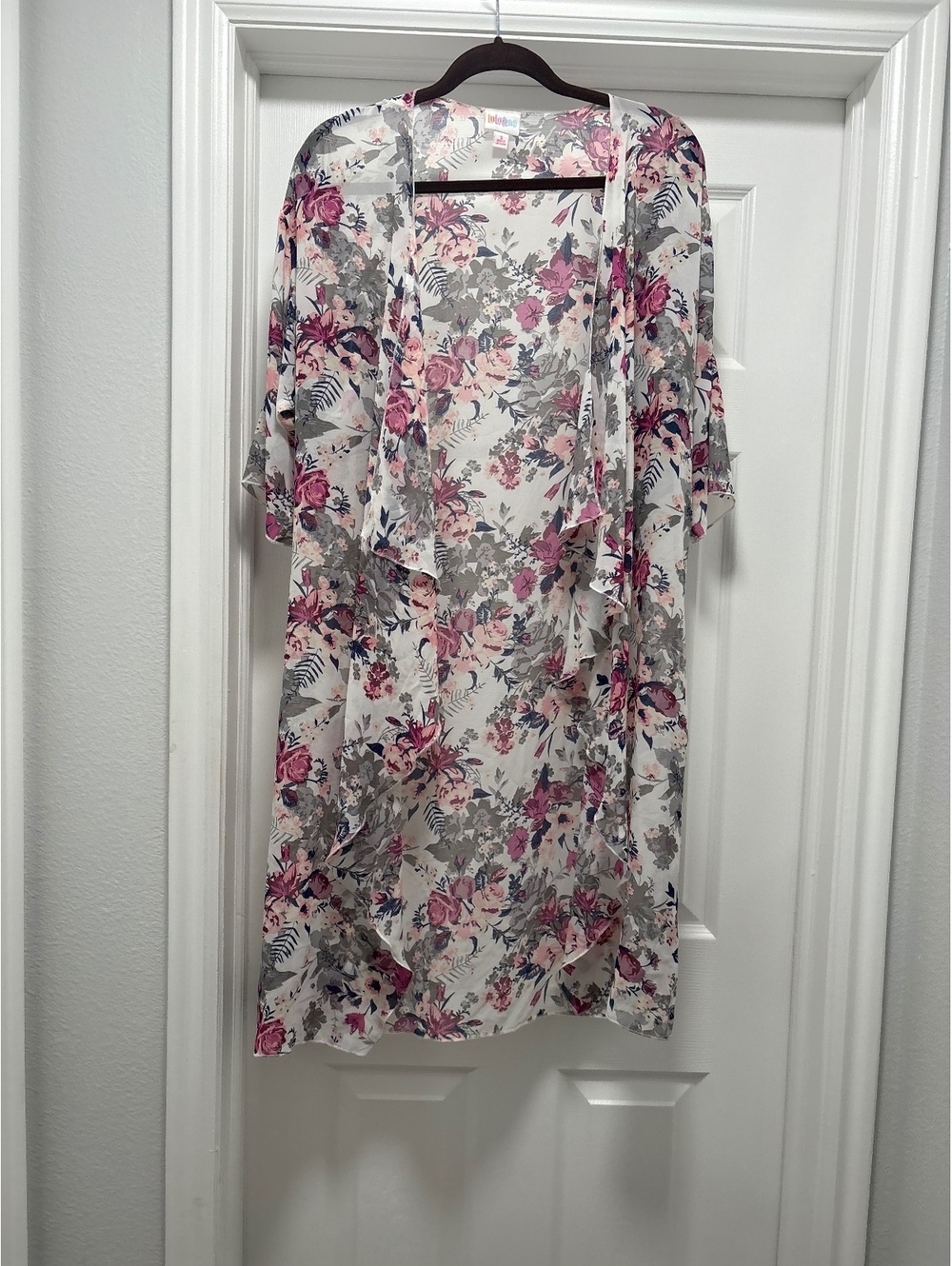 LuLaRoe “Shirley” Floral Sheer Lightweight Kimono Cardigan Small